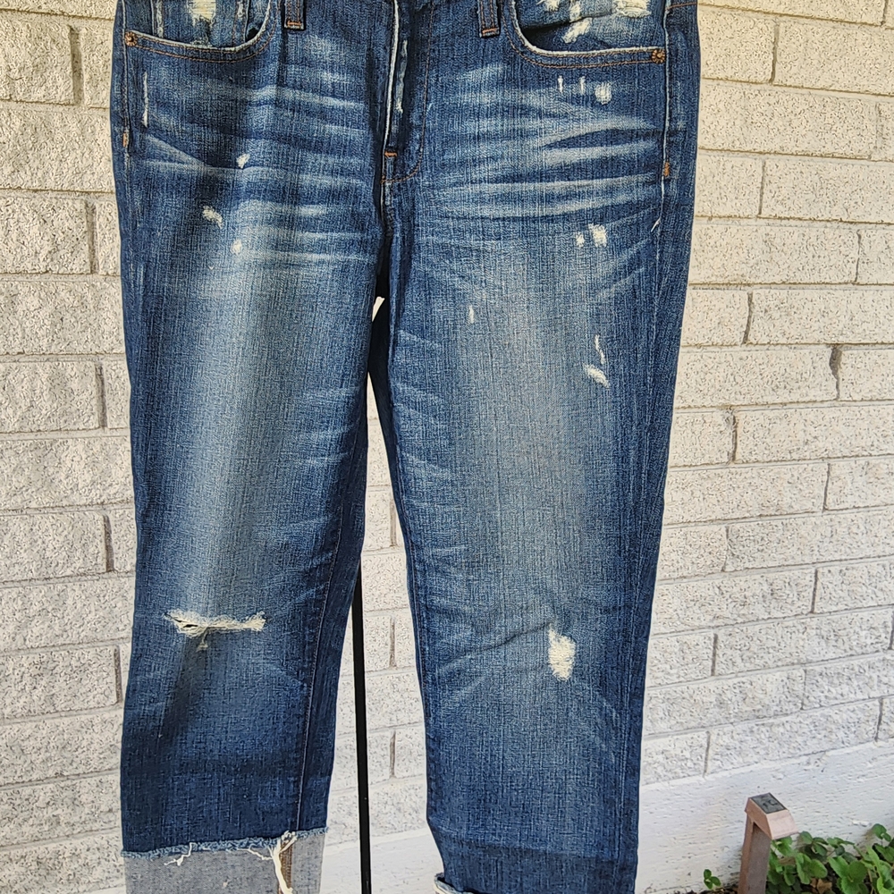 J. Crew Blue Distressed Boyfriend Jeans